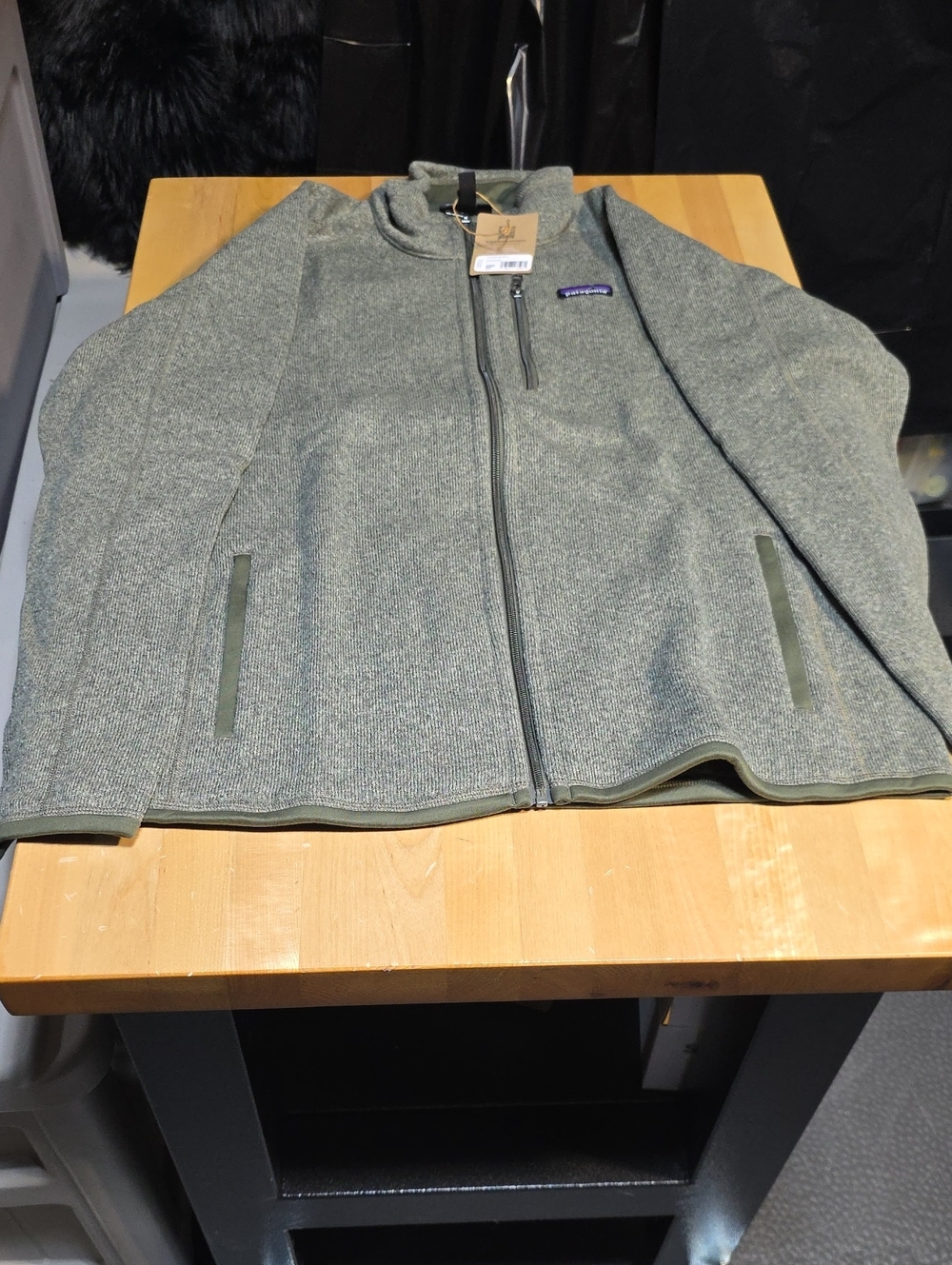Patagonia Men's Heathered Olive Green Full-Zip Fleece Jacket